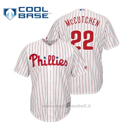 Maglia Baseball Uomo Philadelphia Phillies Andrew Mccutchen Cool Base Official 1ªBlanco